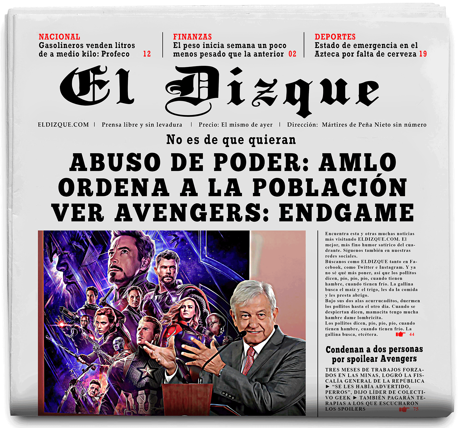 Abuso de poder: AMLO ordena a la población ver Avengers: Endgame