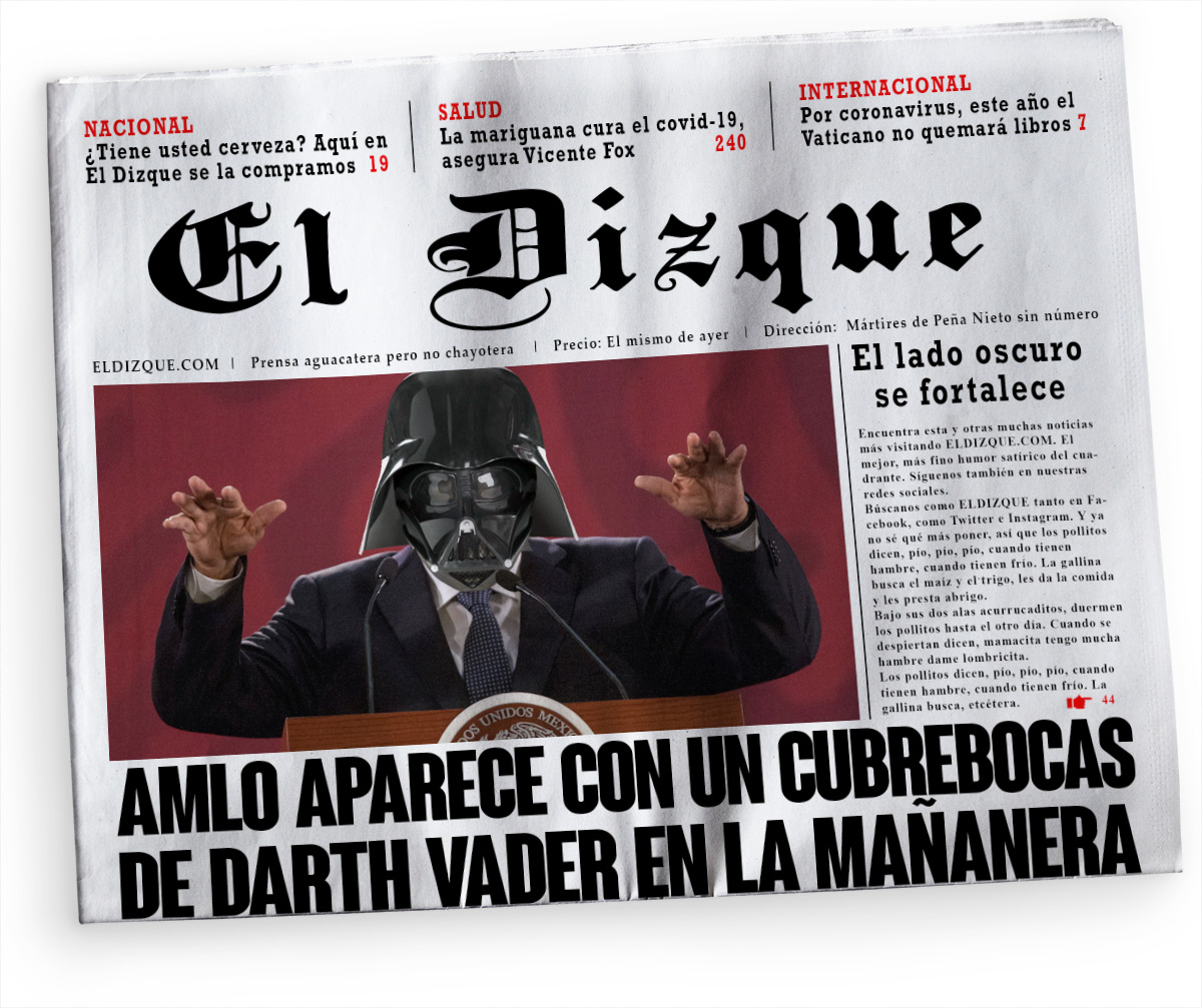 AMLO aparece con cubrebocas de Darth Vader en la mañanera